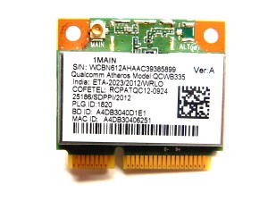 Wi-Fi+Bluetooth модуль для ноутбука Qualcomm Atheros QCWB335 Ver: A (с 1 контактом антенны)